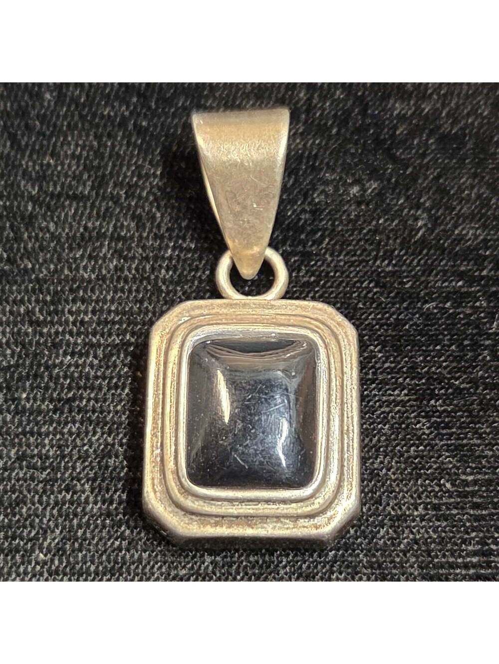 Sterling Silver Pendant w/ Black Stone